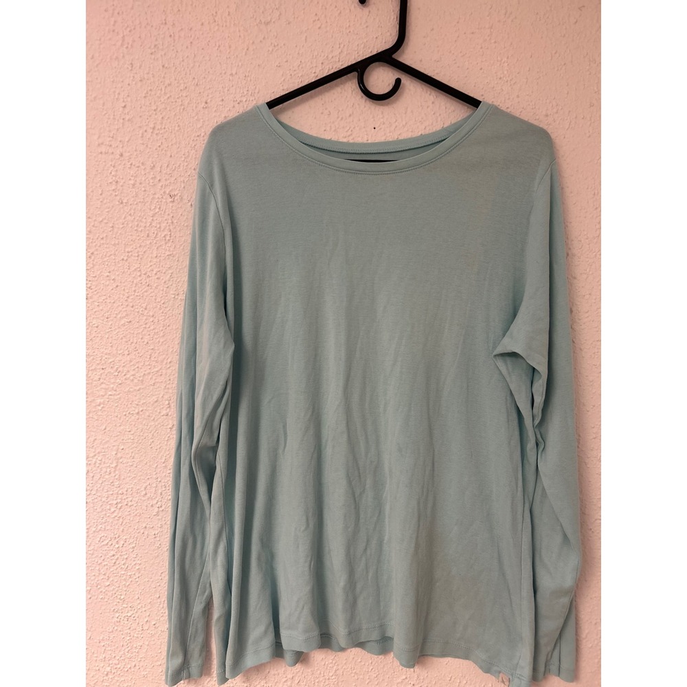 Eddie Bauer Outdoor Women Light Blue Long Sleeve Crew Neck Tee T2XL